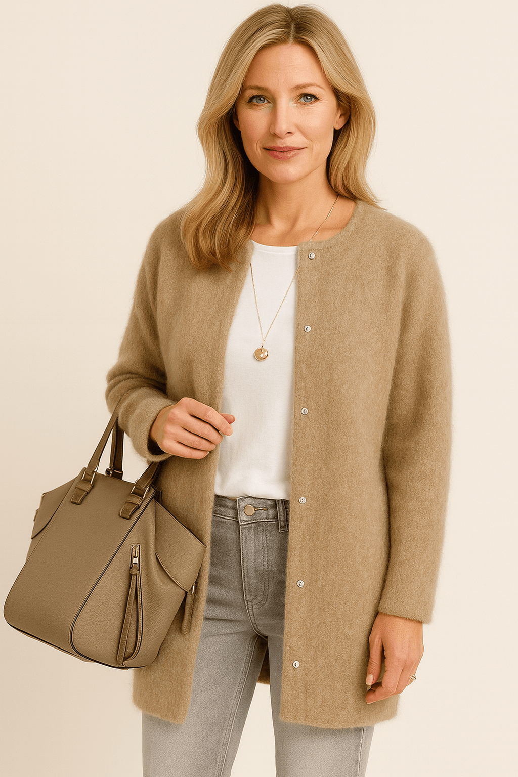 Moduro Claudia Richter | Wol-Mohair Vest met Tijdloze Elegant Beige / S ZAAN Original | Wol-Mohair Vest met Tijdloze Elegant